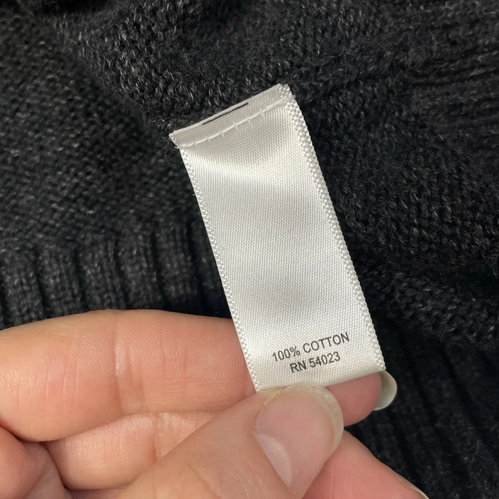 Banana Republic Men's Large Cotton Sweater Jacket Charcoal Gray Military